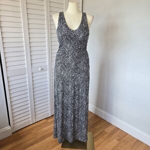 I.N.C. Black White Print Stretch Maxi Dress Size XL Sleeveless Boho Chic Resort